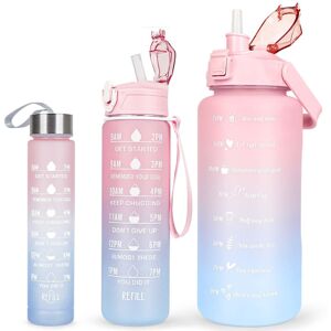 Unbranded (Pink) 3 Pack Water Bottle 2L+750ml+200ml,Sport Water Bottle With Time Marking, Unbranded (Pink) 3 Pack Water Bottle 2L+750ml+200ml,Sport Water Bottle With Time Marking,
