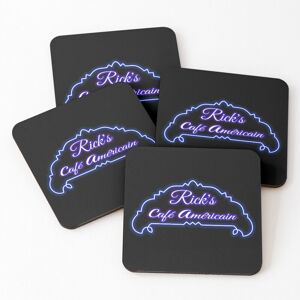 WHIBOS Leather Coasters Ricks Cafe Americain neon sign Set of 4 / 4 x 4 inch WHIBOS Leather Coasters Ricks Cafe Americain neon sign Set of 4 / 4 x 4 inch