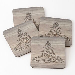 WHIBOS Royal Artillery Badge - Leather - 4x4 - 4-pack - Coasters WHIBOS Royal Artillery Badge - Leather - 4x4 - 4-pack - Coasters