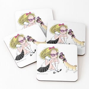 WHIBOS Leather Coasters Eloise and Weenie in Sunglasses Set of 4 / 4 x 4 inch WHIBOS Leather Coasters Eloise and Weenie in Sunglasses Set of 4 / 4 x 4 inch