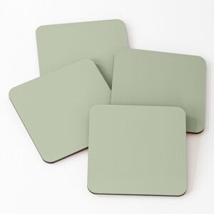 WHIBOS Sage Green Leather Coasters - Set of 4, 4x4 in, PVC Leather, Non-Slip, Easy-Clea WHIBOS Sage Green Leather Coasters - Set of 4, 4x4 in, PVC Leather, Non-Slip, Easy-Clea