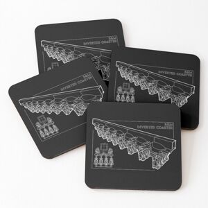 WHIBOS Leather Coasters B&M Inverted Coaster Blueprint Design Set of 4 / 4 x 4 inch WHIBOS Leather Coasters B&M Inverted Coaster Blueprint Design Set of 4 / 4 x 4 inch