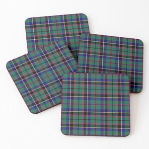 WHIBOS Leather Coasters Clan Stevenson Tartan Set of 4 / 4 x 4 inch WHIBOS Leather Coasters Clan Stevenson Tartan Set of 4 / 4 x 4 inch