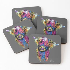 WHIBOS Leather Coasters CoW PRiNT SCoTTiSH HiGHLaND ' MaRVeLouS MaBeL oN GReY ' Set of WHIBOS Leather Coasters CoW PRiNT SCoTTiSH HiGHLaND ' MaRVeLouS MaBeL oN GReY ' Set of