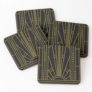WHIBOS Leather Coasters Art Deco Design Set of 4 / 4 x 4 inch WHIBOS Leather Coasters Art Deco Design Set of 4 / 4 x 4 inch
