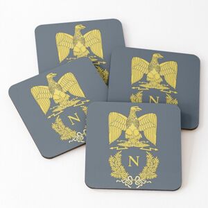WHIBOS Napoleon Bonaparte Emblem PVC Leather Coasters Set of 4 - 4x4 in Non-Slip, Easy- WHIBOS Napoleon Bonaparte Emblem PVC Leather Coasters Set of 4 - 4x4 in Non-Slip, Easy-