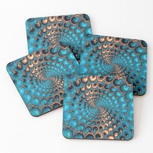 WHIBOS Leather Coasters Teal Circles Set of 4 / 4 x 4 inch WHIBOS Leather Coasters Teal Circles Set of 4 / 4 x 4 inch