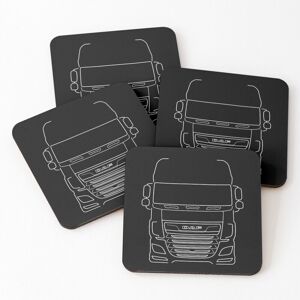WHIBOS Leather Coasters DAF XF series truck outline graphic (white) Set of 4 / 4 x 4 i WHIBOS Leather Coasters DAF XF series truck outline graphic (white) Set of 4 / 4 x 4 i
