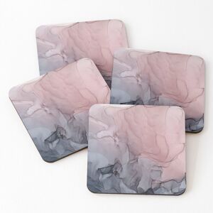 WHIBOS Leather Coasters Blush and Gray Flowing Ombre Abstract 1 Set of 4 / 4 x 4 inch WHIBOS Leather Coasters Blush and Gray Flowing Ombre Abstract 1 Set of 4 / 4 x 4 inch