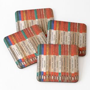 WHIBOS Leather Coasters Classic Vintage Penguin Book Art Set of 4 / 4 x 4 inch WHIBOS Leather Coasters Classic Vintage Penguin Book Art Set of 4 / 4 x 4 inch