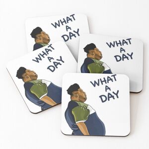 WHIBOS Leather Coasters WHAT A DAY Set of 4 / 4 x 4 inch WHIBOS Leather Coasters WHAT A DAY Set of 4 / 4 x 4 inch