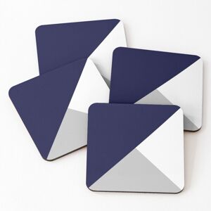 WHIBOS Leather Coasters Tricolor Navy Blue Silver Gray And White Set of 4 / 4 x 4 inch WHIBOS Leather Coasters Tricolor Navy Blue Silver Gray And White Set of 4 / 4 x 4 inch