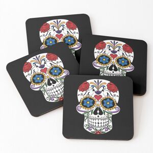 WHIBOS Leather Coasters Sugar skull Set of 4 / 4 x 4 inch WHIBOS Leather Coasters Sugar skull Set of 4 / 4 x 4 inch