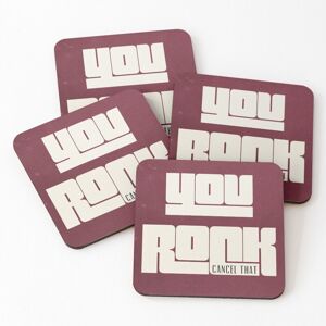 WHIBOS Leather Coasters SMITE You Rock! Cancel That! Set of 4 / 4 x 4 inch WHIBOS Leather Coasters SMITE You Rock! Cancel That! Set of 4 / 4 x 4 inch