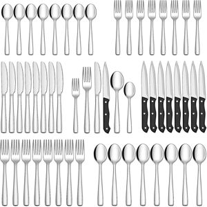 Unbranded 48-piece Silverware Set With Steak Knives For 8, Stainless Steel Flatware Cutler Unbranded 48-piece Silverware Set With Steak Knives For 8, Stainless Steel Flatware Cutler