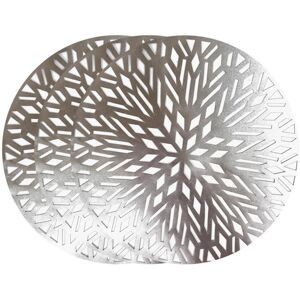 YöL 6 Placemats Set Christmas Metallic Silver Round Festive Xmas Table YöL 6 Placemats Set Christmas Metallic Silver Round Festive Xmas Table