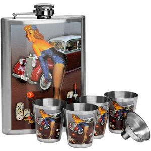 Premier Housewares Pin-up Hip 8oz 4 Cups Flask Set Premier Housewares Pin-up Hip 8oz 4 Cups Flask Set