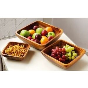 Premier Housewares Acacia Wood Large Square Serving Bowl Premier Housewares Acacia Wood Large Square Serving Bowl