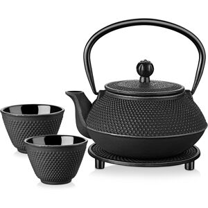Gr8 Home 5-in-1 Tetsubin Teapot Set: 800ml Japanese Cast Iron Kettle with Infuser, Tray a Gr8 Home 5-in-1 Tetsubin Teapot Set: 800ml Japanese Cast Iron Kettle with Infuser, Tray a