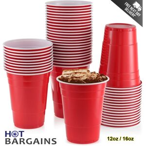 HOT BARGAINS (12oz, 50) Red Plastic Party Cups Reusable 12oz / 16oz Disposable Beer Pong Glas HOT BARGAINS (12oz, 50) Red Plastic Party Cups Reusable 12oz / 16oz Disposable Beer Pong Glas
