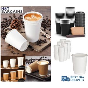 HOT BARGAINS (12oz Black, 200 Cups Only) Disposable Coffee Cups & Lids Double Wall Black/Brow HOT BARGAINS (12oz Black, 200 Cups Only) Disposable Coffee Cups & Lids Double Wall Black/Brow