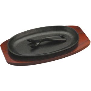 Unbranded Cast Iron Sizzle Platter With Wooden Serving Board Sizzler Plate 9" X 5" Unbranded Cast Iron Sizzle Platter With Wooden Serving Board Sizzler Plate 9" X 5"