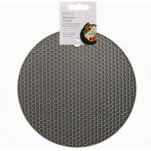 B&Co Silicone Trivet Mat Round Hot Pan Pad Non Slip Heat Resistant Grey B&Co Silicone Trivet Mat Round Hot Pan Pad Non Slip Heat Resistant Grey