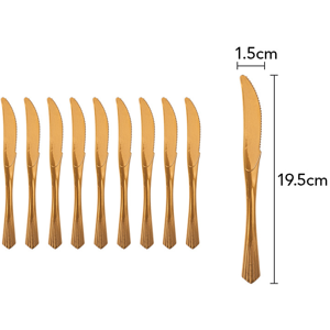 NEWJASS (20 x Disposable Knife, Gold) Plastic Forks & Knives Set Reusable Color Cutlery NEWJASS (20 x Disposable Knife, Gold) Plastic Forks & Knives Set Reusable Color Cutlery