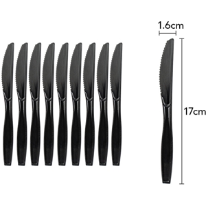 NEWJASS (20x (Knife+Fork+Spoons), Black) Plastic Forks & Knives Set Reusable Color Cutle NEWJASS (20x (Knife+Fork+Spoons), Black) Plastic Forks & Knives Set Reusable Color Cutle