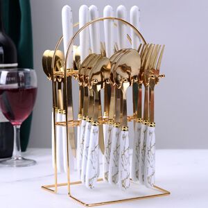 MDSRJONE (White) 24pcs Cutlery Dinner Set Stainless Steel Metal Tableware Forks Tea Spoon MDSRJONE (White) 24pcs Cutlery Dinner Set Stainless Steel Metal Tableware Forks Tea Spoon