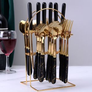 MDSRJONE (Black) 24pcs Cutlery Dinner Set Stainless Steel Metal Tableware Forks Tea Spoon MDSRJONE (Black) 24pcs Cutlery Dinner Set Stainless Steel Metal Tableware Forks Tea Spoon