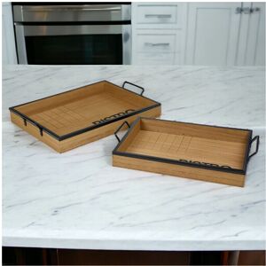 URBN Living 2 Pcs Bistro Serving Tray Set Metal Handles URBN Living 2 Pcs Bistro Serving Tray Set Metal Handles