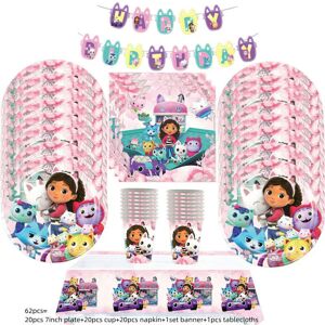 nobrand (62pcs set) Gabby Dollhouse Cat Disposable Party Cutlery Paper Plate Banner Tabl nobrand (62pcs set) Gabby Dollhouse Cat Disposable Party Cutlery Paper Plate Banner Tabl