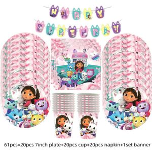 nobrand (61pcs set) Gabby Dollhouse Cat Disposable Party Cutlery Paper Plate Banner Tabl nobrand (61pcs set) Gabby Dollhouse Cat Disposable Party Cutlery Paper Plate Banner Tabl