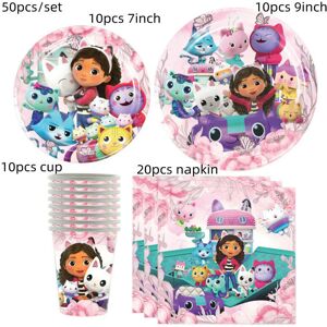 nobrand (50pcs set) Gabby Dollhouse Cat Disposable Party Cutlery Paper Plate Banner Tabl nobrand (50pcs set) Gabby Dollhouse Cat Disposable Party Cutlery Paper Plate Banner Tabl