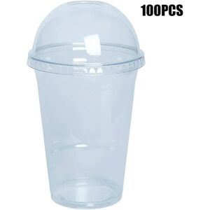 nobrand (A) 100PCS/Set 450ML Plastic Cups with Dome Lids for Iced Cold Drink Coffee Tea nobrand (A) 100PCS/Set 450ML Plastic Cups with Dome Lids for Iced Cold Drink Coffee Tea