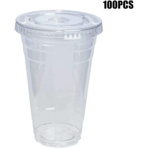 nobrand (B) 100PCS/Set 450ML Plastic Cups with Dome Lids for Iced Cold Drink Coffee Tea nobrand (B) 100PCS/Set 450ML Plastic Cups with Dome Lids for Iced Cold Drink Coffee Tea