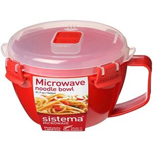 Sistema Microwave Noodle Bowl, BPA-Free Dishwasher Safe, 940 ml, Red/Clear (Pack Sistema Microwave Noodle Bowl, BPA-Free Dishwasher Safe, 940 ml, Red/Clear (Pack