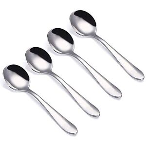VANRA 4-Piece Children Spoons Round Stainless Steel Kids Dinner Spoons Child Silver Cu VANRA 4-Piece Children Spoons Round Stainless Steel Kids Dinner Spoons Child Silver Cu