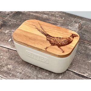 Hampton Homeware Pheasant-Engraved White Butter Dish, Oak & Ceramic, 14.5x9x8 cm, Homely Kitchen Hampton Homeware Pheasant-Engraved White Butter Dish, Oak & Ceramic, 14.5x9x8 cm, Homely Kitchen