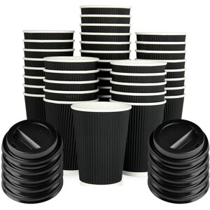 Zuvo 50 Pack Takeaway Coffee Cups with Lids Disposable Triple Wall Kraft Paper Cups f Zuvo 50 Pack Takeaway Coffee Cups with Lids Disposable Triple Wall Kraft Paper Cups f