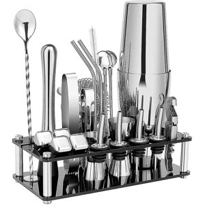 Unbranded Cocktail Shaker Set, Boston Stainless Steel Bartender Kit With Acrylic Stand Unbranded Cocktail Shaker Set, Boston Stainless Steel Bartender Kit With Acrylic Stand