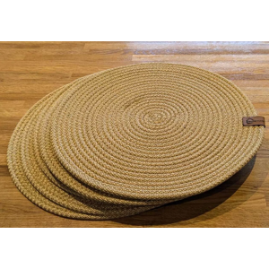 OMS home store (Gold, Round Coasters) Set of 6 Placemats/Coasters Woven Hand Made Knit OMS home store (Gold, Round Coasters) Set of 6 Placemats/Coasters Woven Hand Made Knit