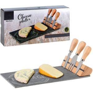URBN Living Cheese Platter With Knives Set 30cm Stainless Steel Serving Platter URBN Living Cheese Platter With Knives Set 30cm Stainless Steel Serving Platter