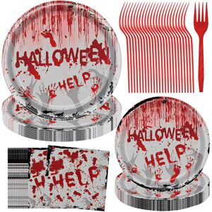 Unbranded Halloween Supplies Plates Napkins And Fork Set Halloween Blood Handprints Horror Unbranded Halloween Supplies Plates Napkins And Fork Set Halloween Blood Handprints Horror