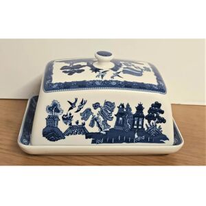 AuraHome AH Blue Willow Butter Dish with Lid, 15.5cm, Porcelain, Blue & White AuraHome AH Blue Willow Butter Dish with Lid, 15.5cm, Porcelain, Blue & White