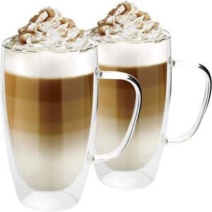 Eyesome 2x Double Wall Insulated Glass Coffee Mugs Thermal Tea Cup Clear 450ml Eyesome 2x Double Wall Insulated Glass Coffee Mugs Thermal Tea Cup Clear 450ml