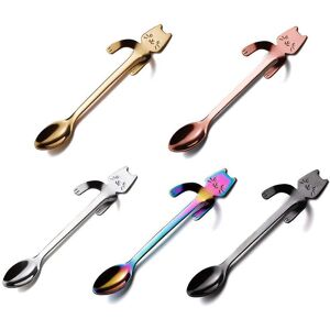 Unbranded 5 Pieces Teaspoon Coffee Cat, Stainless Steel Cute Cat Kitten Hanging Cup Spoon Unbranded 5 Pieces Teaspoon Coffee Cat, Stainless Steel Cute Cat Kitten Hanging Cup Spoon