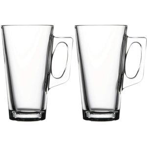 Queensway Home & Dinning (Set of 2) 385ml Vela Glass Coffee Mugs With Handle Drinking Glass Tea Juice Tal Queensway Home & Dinning (Set of 2) 385ml Vela Glass Coffee Mugs With Handle Drinking Glass Tea Juice Tal