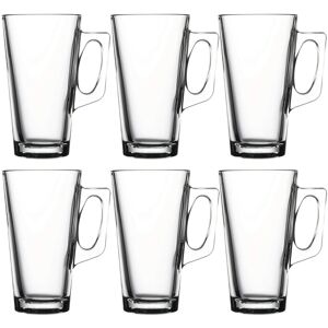 Queensway Home & Dinning (Set of 6) 385ml Vela Glass Coffee Mugs With Handle Drinking Glass Tea Juice Tal Queensway Home & Dinning (Set of 6) 385ml Vela Glass Coffee Mugs With Handle Drinking Glass Tea Juice Tal